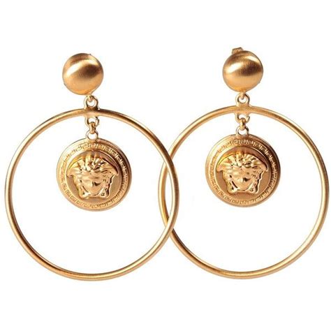 versace medusa pearl earrings|Versace Medusa hoop earrings.